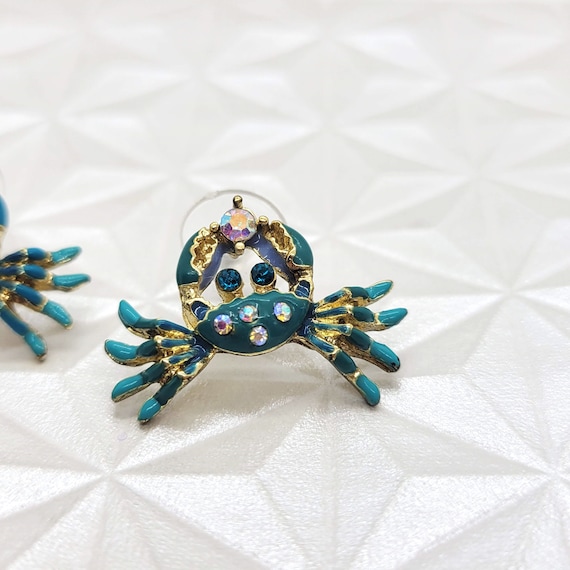 Betsey Johnson Rhinestone Crab Earrings - image 5