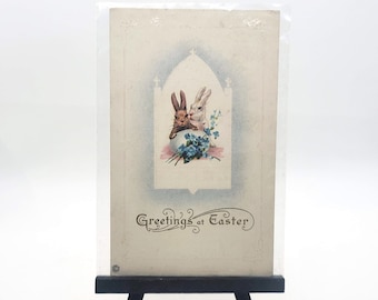 Antique Stecher Litho Co. Embossed Bunnies Easter Post Card