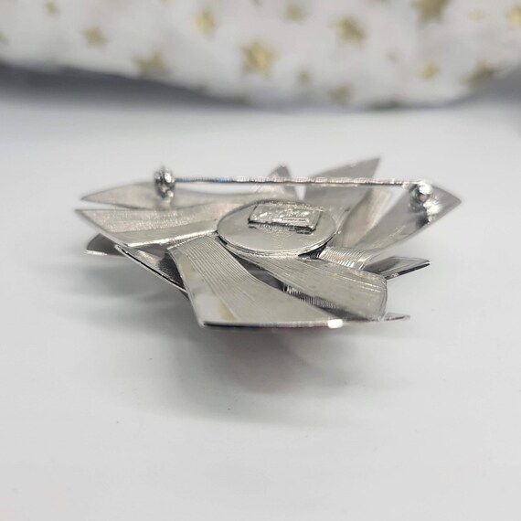 Silver Tone Modernist Coro Brooch - image 5