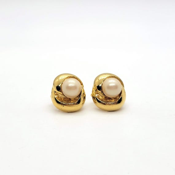 Gold Tone Pearl Clip on Earrings - Etsy
