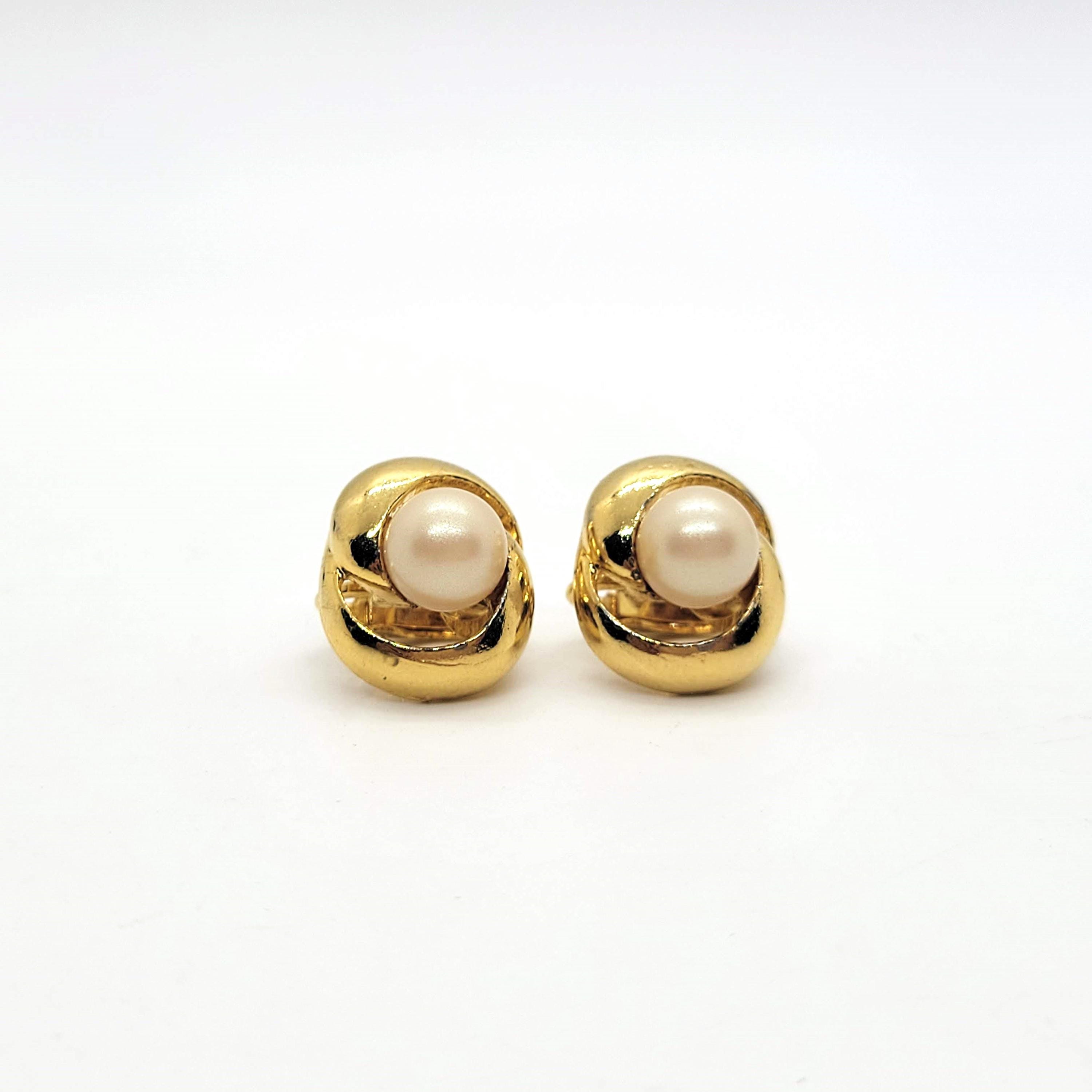 Gold Tone Pearl Clip on Earrings - Etsy