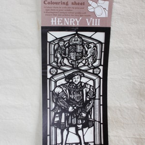 Vintage Hussingtree Stained Glass Coloring Sheet - Henry VIII