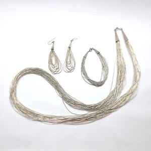   Vintage Sterling flüssige Silber Halskette, Armband, & Ohrringe Set