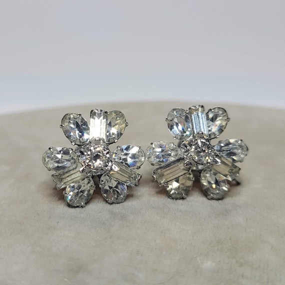 Symphony Rhinestone Screw Back Earrings Etsy