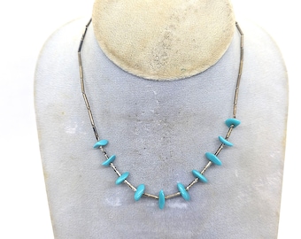 Vintage Turquoise Nugget Necklace Southwestern Statement Beaded Necklace