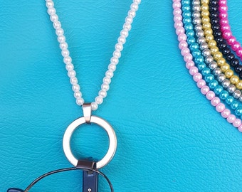 Ketting imitatieparelbrilhouder: ringhanger, modebrilketting