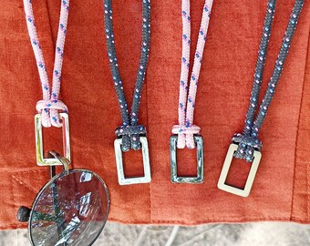 Rectangle necklace for glasses, paracord necklace, neck lanyard, sports necklace, adventurer necklace, camper gift, biker gift, runner gift