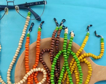 Glazenketting met houten kralen: brilkoord voor heren en dames