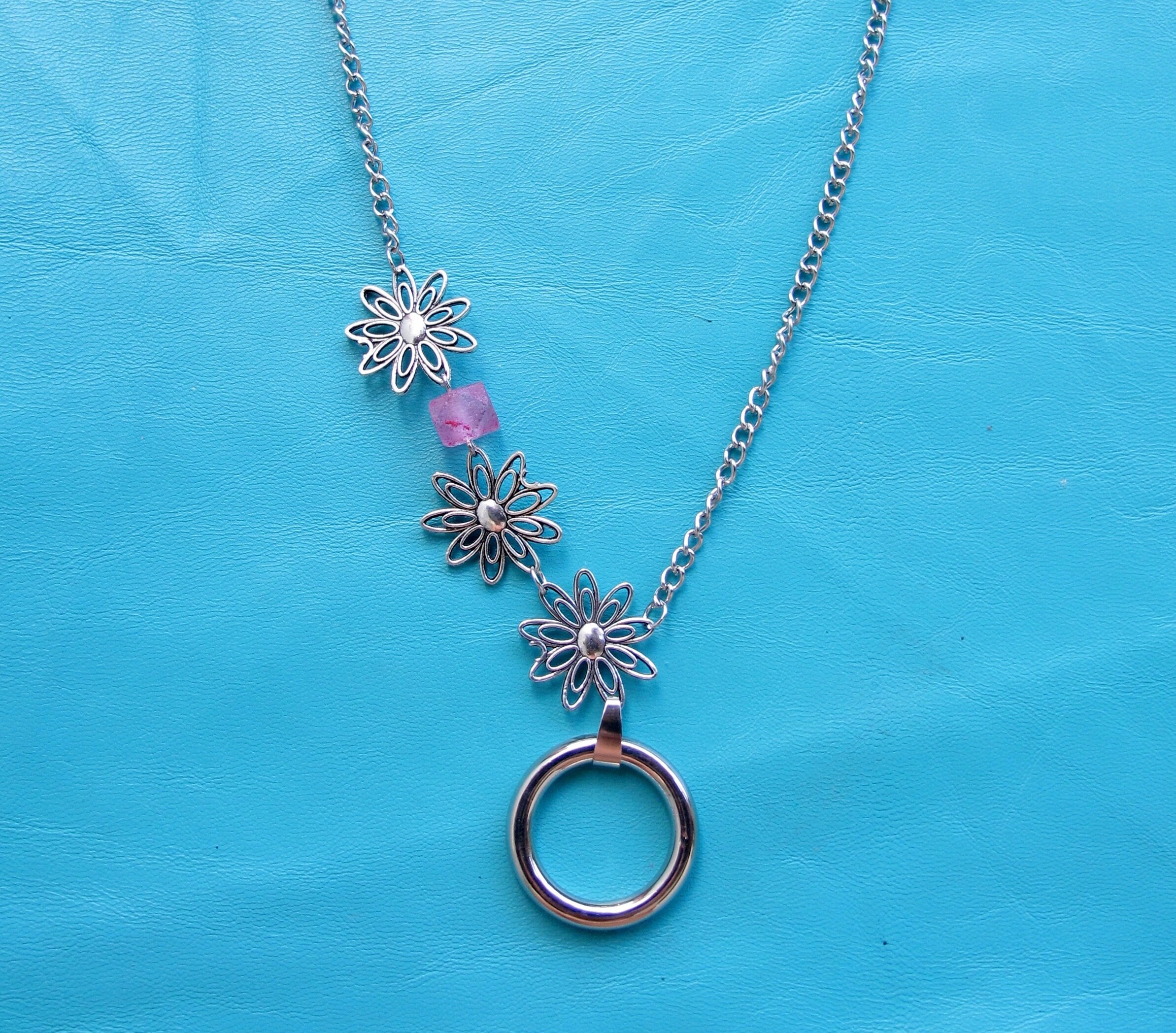 Flower Lariat Necklace Eyeglass Loop Necklace Flower Cluster Etsy