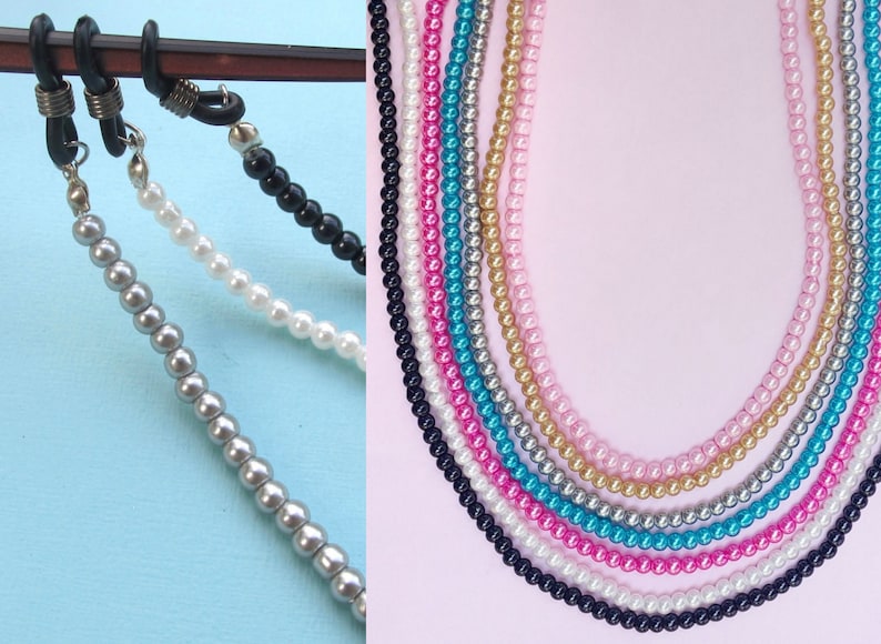 Fashionable pearl glasses chains glasses keeper or mask holder lanyard sunglasses cords faux pearl glasses cords reading glasses leash