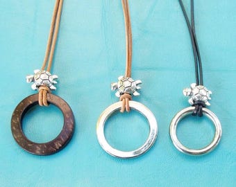 Ketting zeeschildpad lenzenvloeistof: leren sleutelkoord