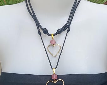 Hartvormige hangerketting voor bril: sleutelkoord voor zonnebrilhouder, koordketting van imitatieleer