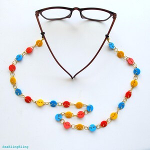 Catena per occhiali con bottoni colorati, cordino per occhiali da sole carino, porta occhiali fatto a mano