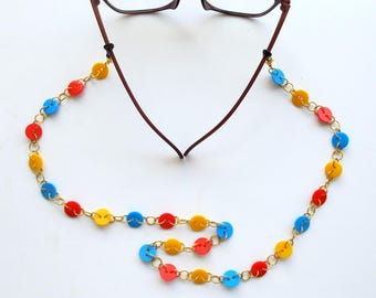 Brillenketting met kleurrijke knopen, schattig zonnebrilkoord, handgemaakte brillenhouder