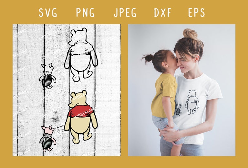 Download Classic Winnie the Pooh and Piglet SVG PNG Clipart Vector | Etsy