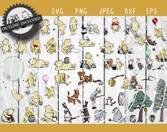 Classic Pooh Ultimate Bundle SVG, PNG, Clipart, Vector, Digital Download, Design Print For Silhouette Cameo And Cricut Machine