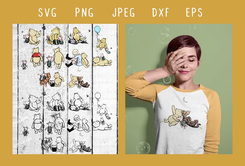 Download Classic Pooh Bundle SVG PNG Clipart Vector Digital | Etsy