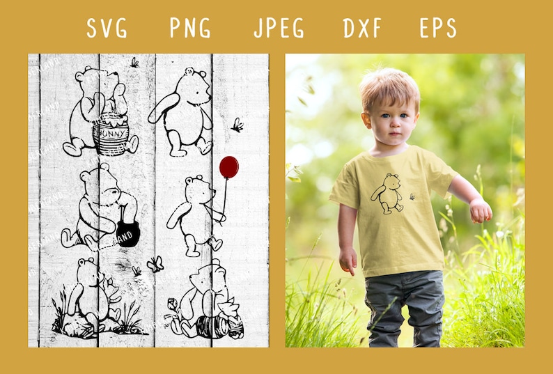 Download Classic Pooh Bundle SVG PNG Clipart Vector Digital | Etsy
