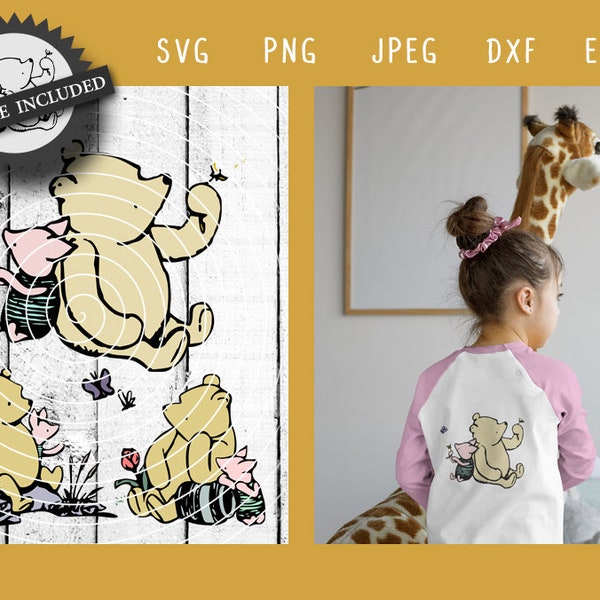 Winnie the Pooh and Piglet SVG, PNG, Clipart, Vector, Digital Download, Design Print For Silhouette Cameo And Cricut Machine