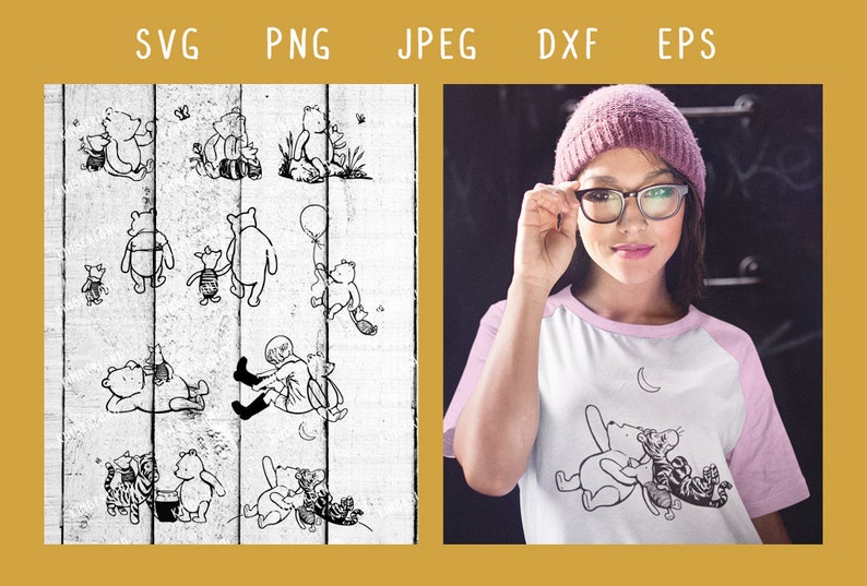Download Classic Pooh Bundle SVG PNG Clipart Vector Digital | Etsy