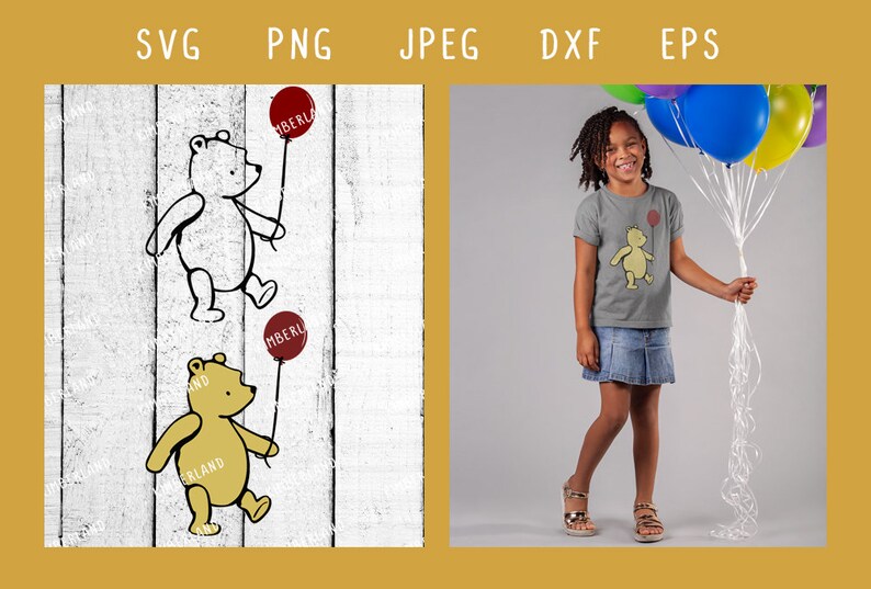 Download Classic Winnie the Pooh With Balloon SVG PNG Clipart | Etsy