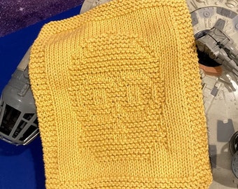 C3PO inspired dishcloth, washcloth, hand knit