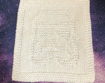 Stormtrooper Star Wars Inspired, Dishcloth, Washcloth, Hand Knit