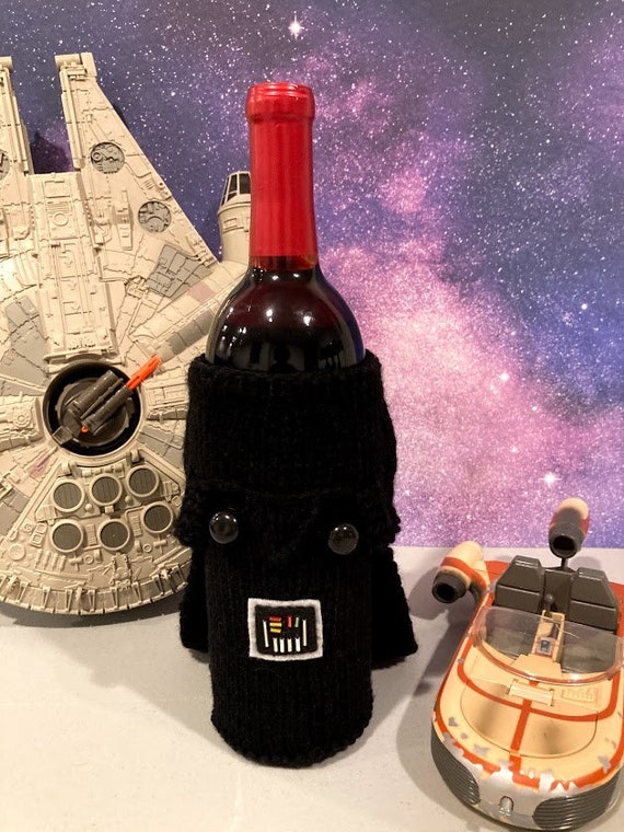 Star Wars Inspired Wine Bottle Cover, Wine Bottle Cozie Hand Knit