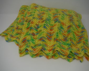 Baby Blanket -  Crib Size - Hand Knit