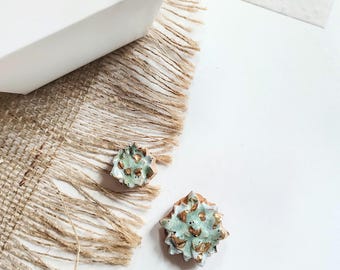 KERAMISCHE SUCCULENTSET, 14k goud gedetailleerd magnetisch decor, 2-delige plantenmagnetenset, botanisch cadeau