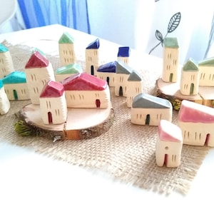 TINY CERAMIC HOUSE miniature stoneware house, miniature house, miniature village, ceramic decoration, small figurine, tiny house, clay house