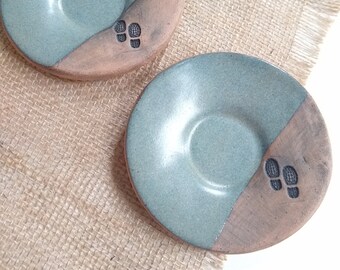 BOOTS/DENIM BLUE Speckled stoneware small plate, ceramic trinket dish, handmade pottery, soap dish, spoon rest, boho dish, rustic dude plate