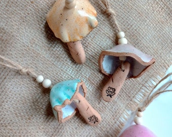 CERAMIC MUSHROOM BELL, ceramic bell, garden decor, garden art, ceramic mushroom, ornamental mushroom, ceramic oil diffuser, mushroom gifts
