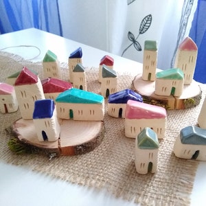 TINY CERAMIC HOUSE miniature stoneware house, miniature house, miniature village, ceramic decoration, small figurine, tiny house, clay house