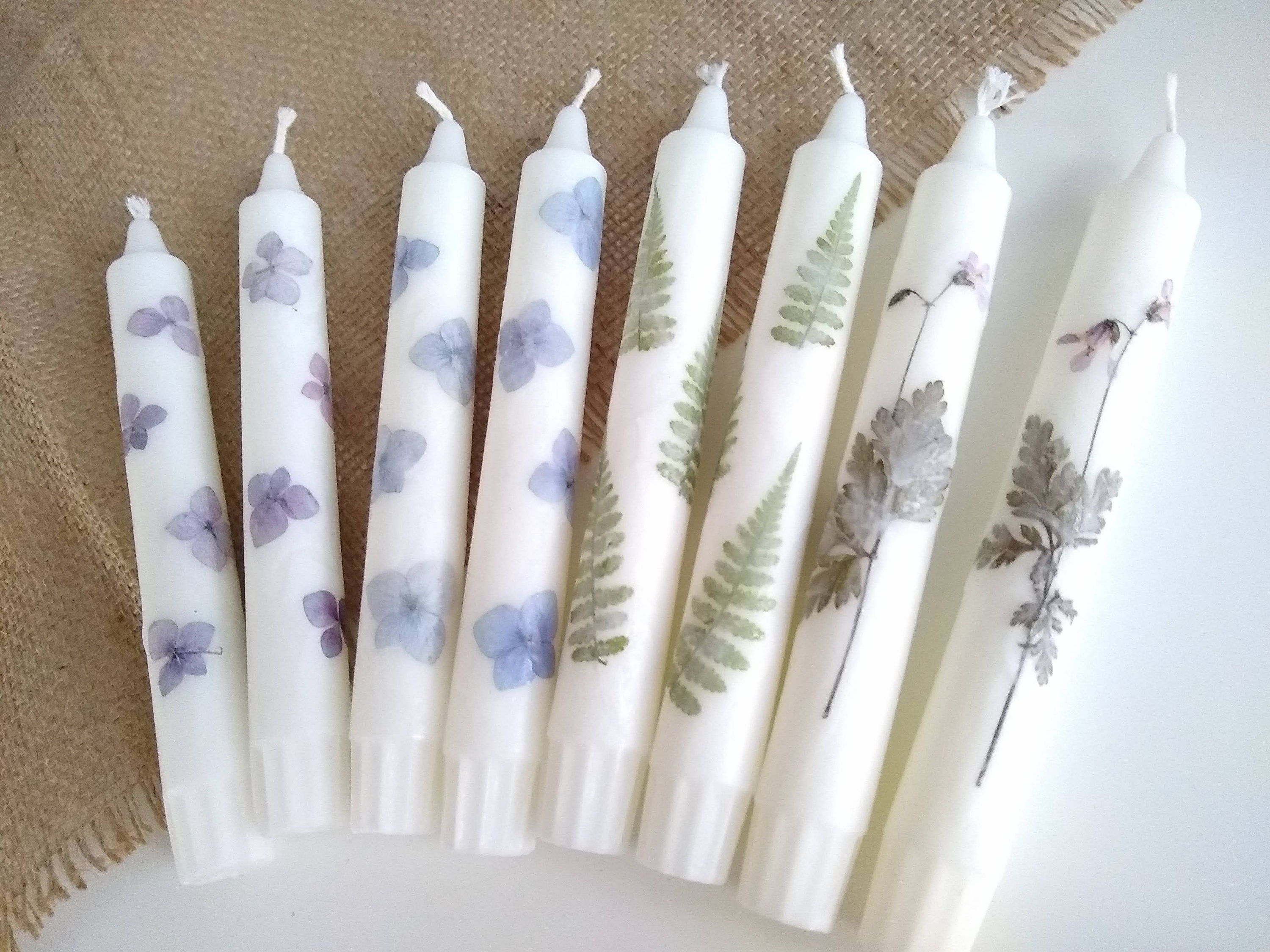 PRESSED WILDFLOWER CANDLE Taper Handmade Real Dried Pressed Etsy