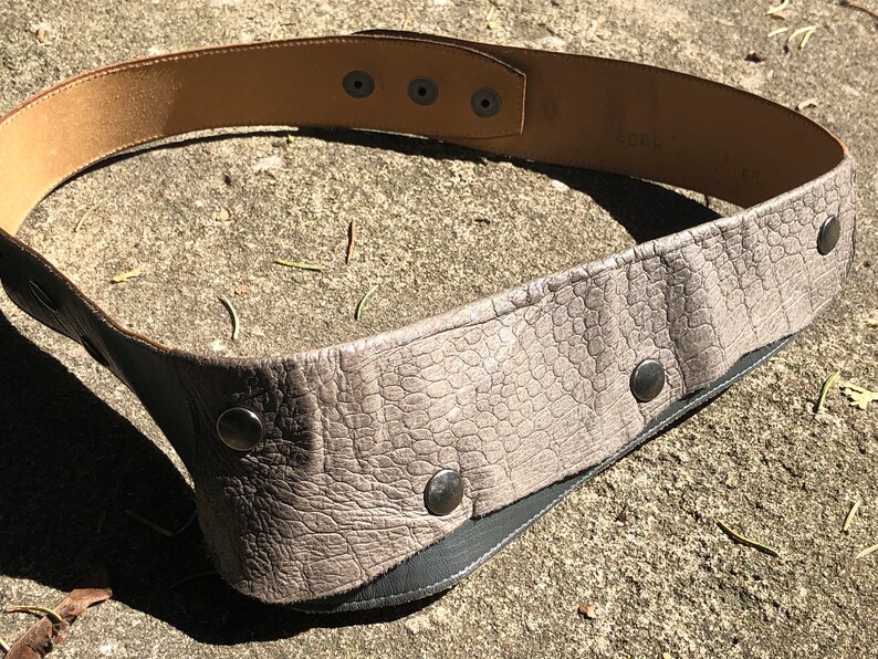 Vintage Grey Leather Woman/'s Belt Large