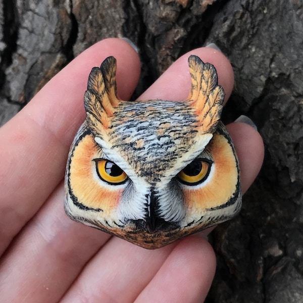 Collier cabochon hibou foncé, cabines à dos plat pour perles, composants de bijoux en argile, Totem