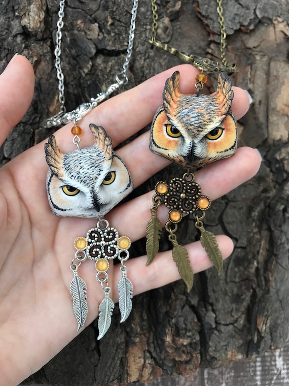 Owl Necklace Bird Jewelry Charm Owl Pendant Animal Totem