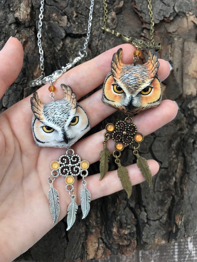 Collar de búho, joyería de pájaro, dije de búho, colgante de animal tótem imagen 1