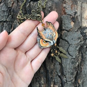 Collar de búho, joyería de pájaro, dije de búho, colgante de animal tótem imagen 9