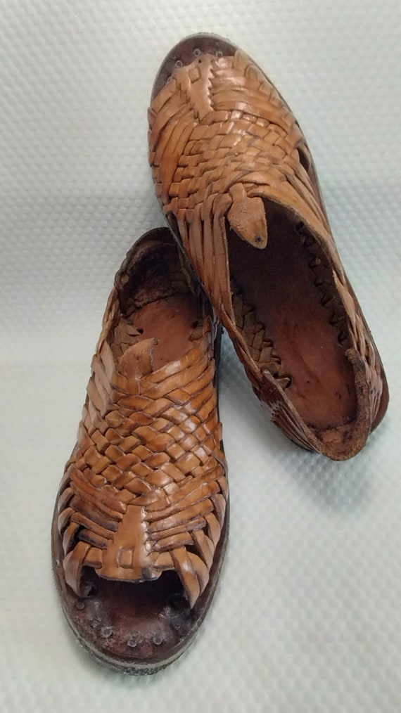 vintage Mexican Huaraches heavy nails leather Mexi