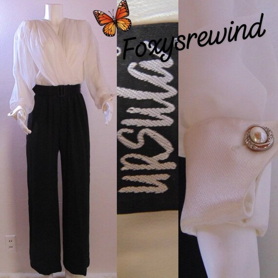 Vintage pants suit black and black jumpsuit sheer