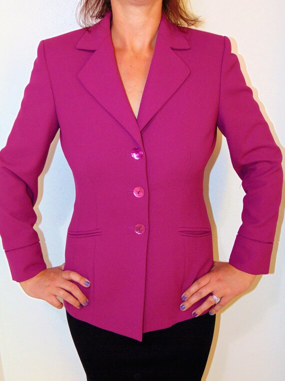 Vintage Purple Blazer Kasper Fuchsia 