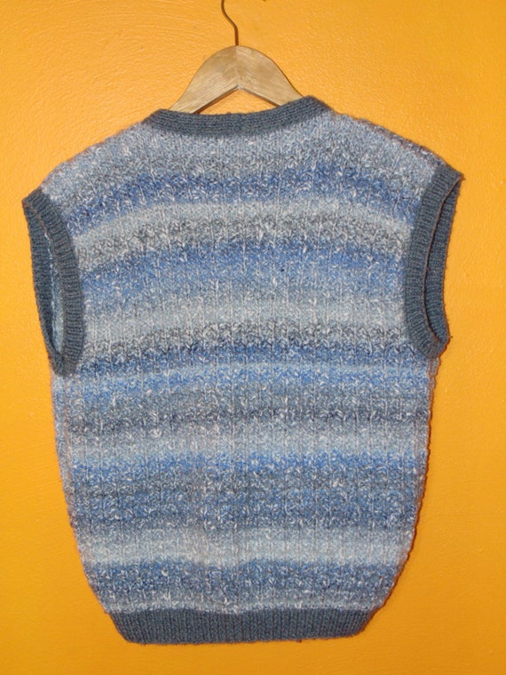 Vintage 1970s 80s sweater vest Blue Button vest c… - image 4