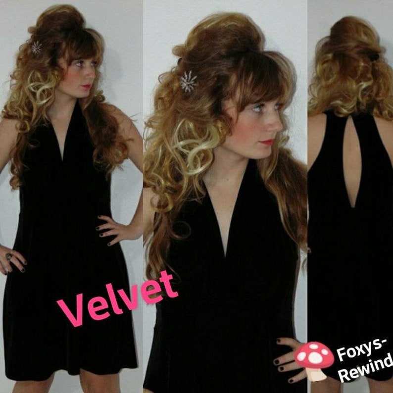 Vintage 1980s 90s Black Velvet Dress Mini Sleeveless Peekaboo Etsy