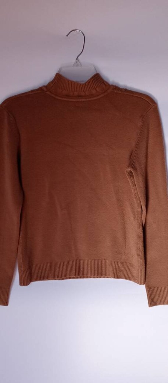 Vintage tan rhinestone sweater turtleneck beige k… - image 4