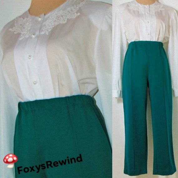 Vintage Green Polyester High-waist 