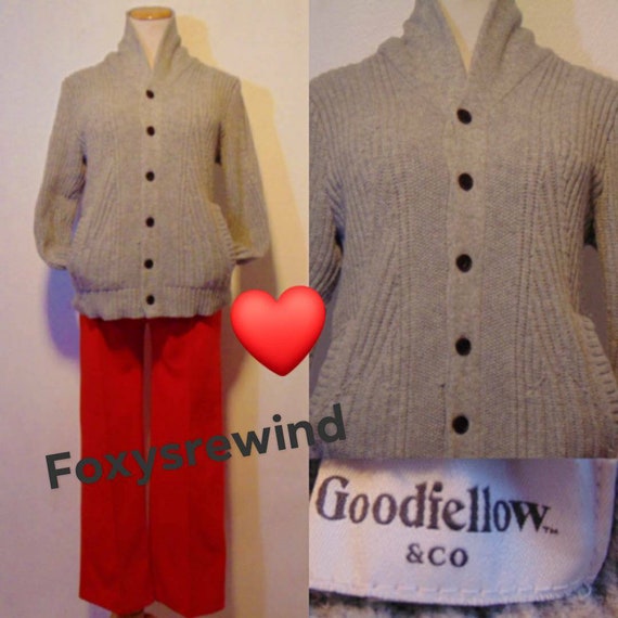 vintage 1970s 80s grey sweater gray cardigan knit