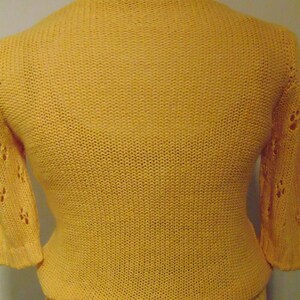 Vintage silk yellow sweater puffy sleeves pullover hipster mod boho large image 9