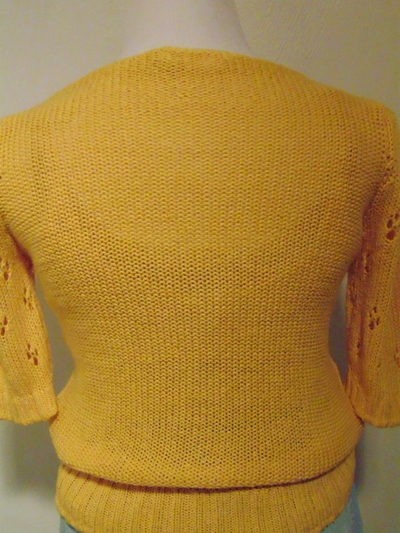 Vintage silk yellow sweater puffy sleeves pullove… - image 9